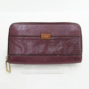 Chloe round zipper long wallet purple leather